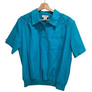 NWT GRAFF TEAL 80s / 90s Women’s Blouse Size Large